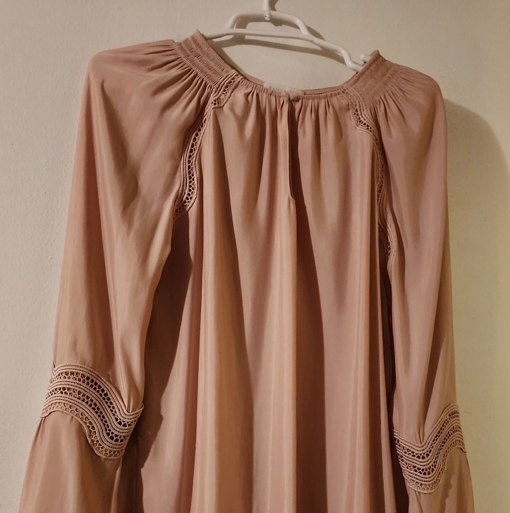 Ramy Brook Pink Pleated A-Line Midi Skirt